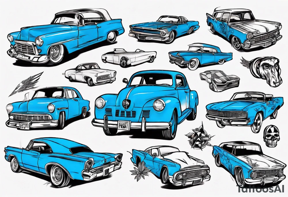 get into a blue car tattoo idea