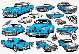 get into a blue car tattoo idea