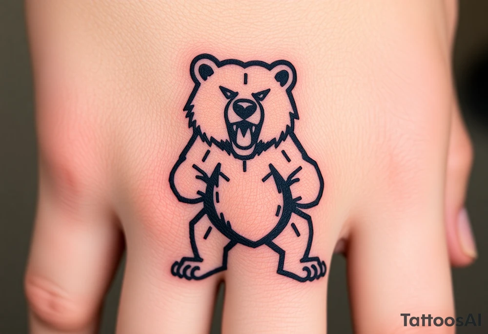 University of Northern Colorado bear mascot  standing up on 2 paws fierce look in a swiping paw tattoo idea