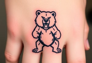 University of Northern Colorado bear mascot  standing up on 2 paws fierce look in a swiping paw tattoo idea