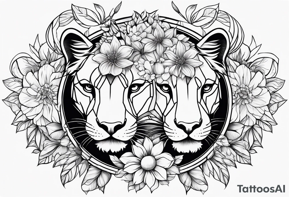 gemini flowers animals tattoo idea
