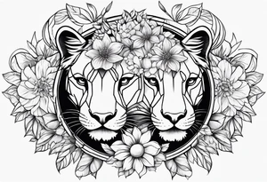 gemini flowers animals tattoo idea