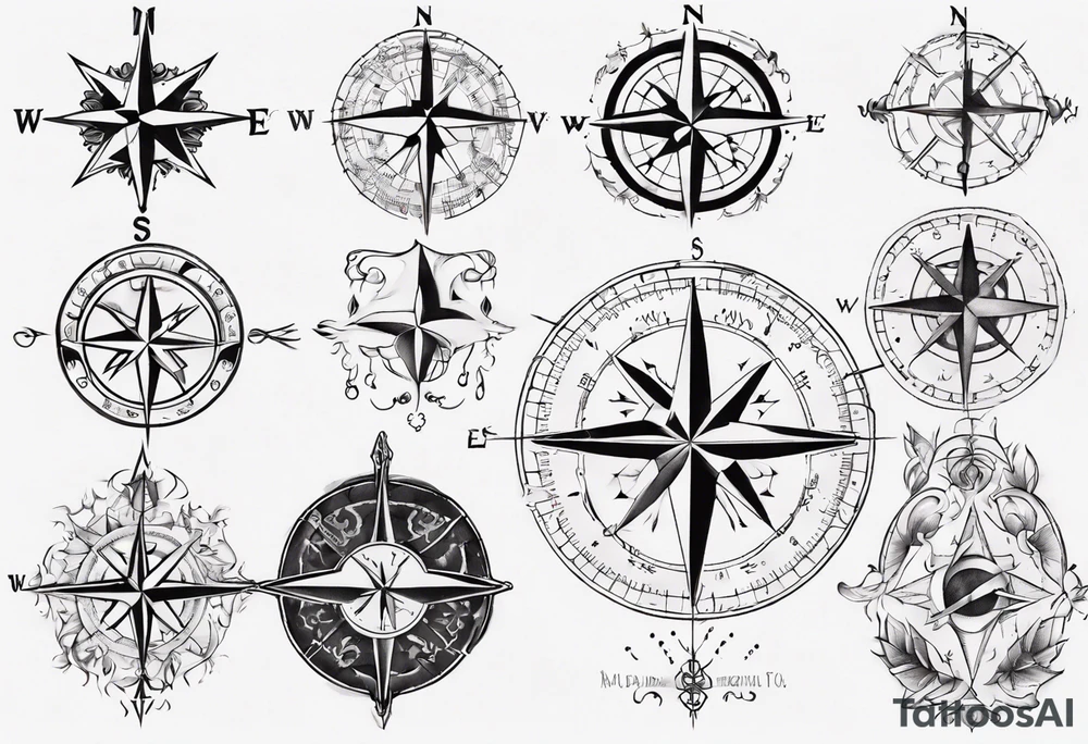 medieval compass tattoo idea