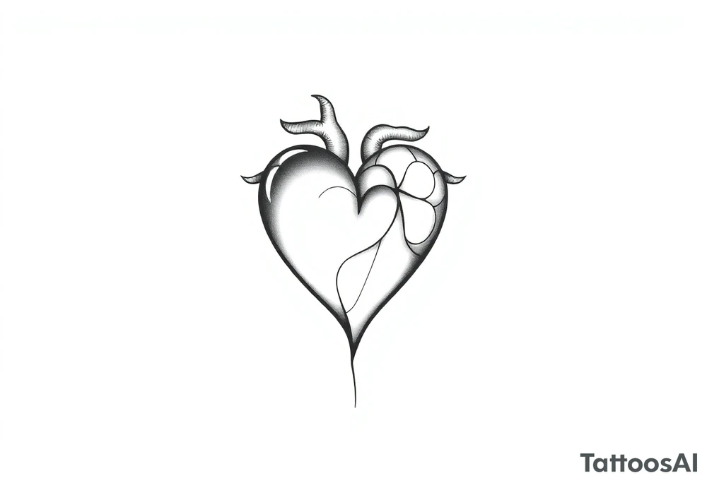 Heart and moon combination tattoo idea