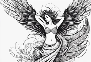 Woman rising like the phoenix tattoo idea