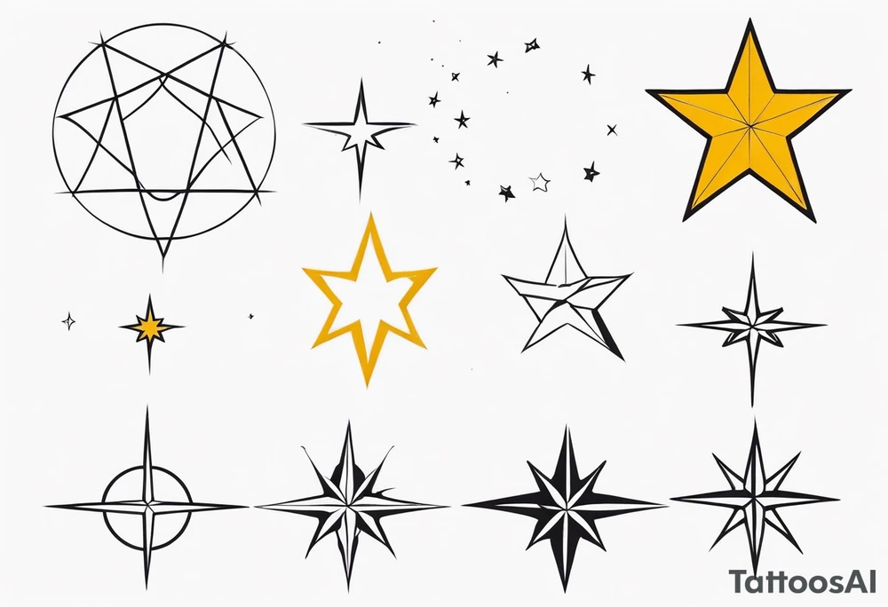 Stages of a star tattoo idea