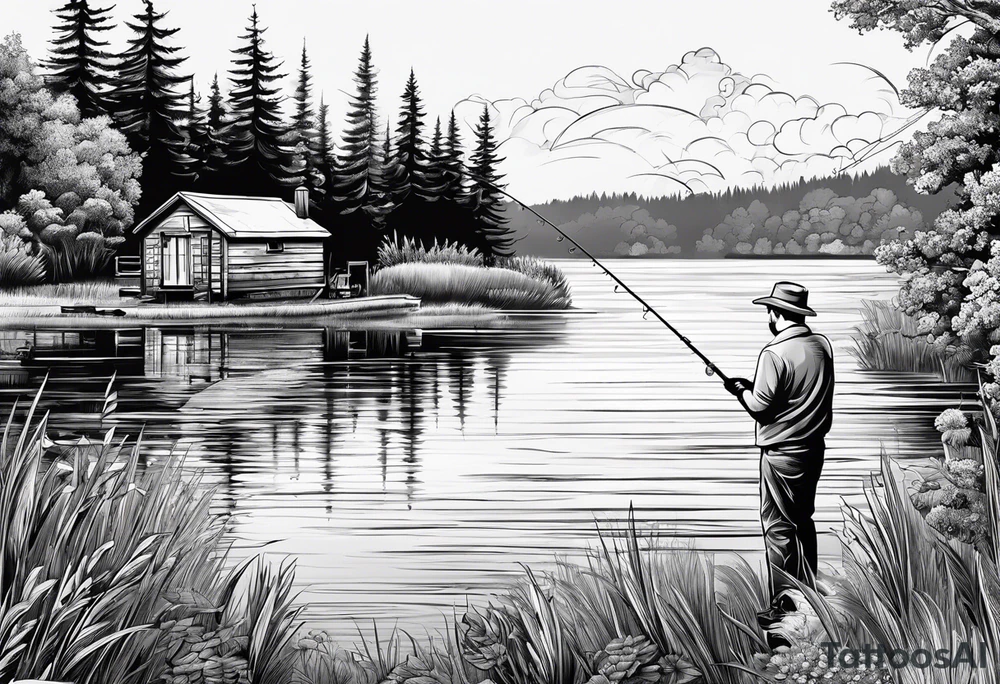 Fishing rod on a lake bank
do not put a fish in the picture tattoo idea