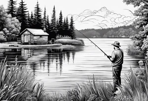 Fishing rod on a lake bank
do not put a fish in the picture tattoo idea