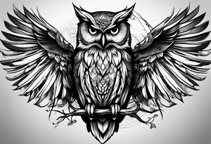 owl with a sheet over its head like a ghost tattoo idea