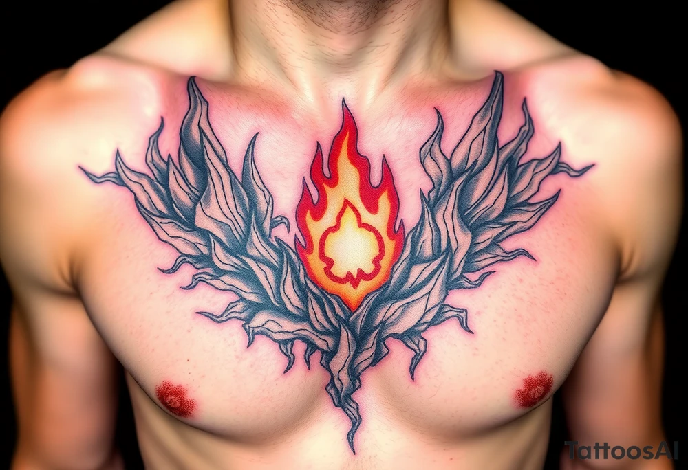 toxic world on fire tattoo idea
