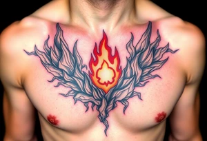 toxic world on fire tattoo idea
