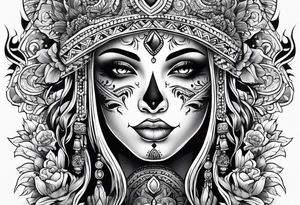 Ghost with Mexican pattern tattoo idea