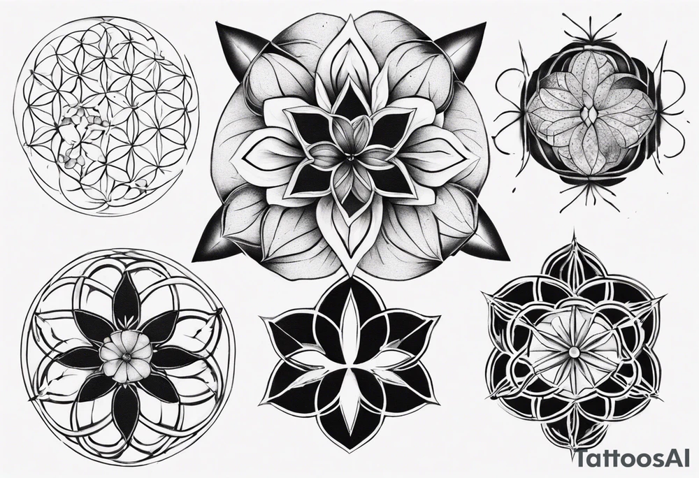 R and Y embedded in flower of life tattoo idea