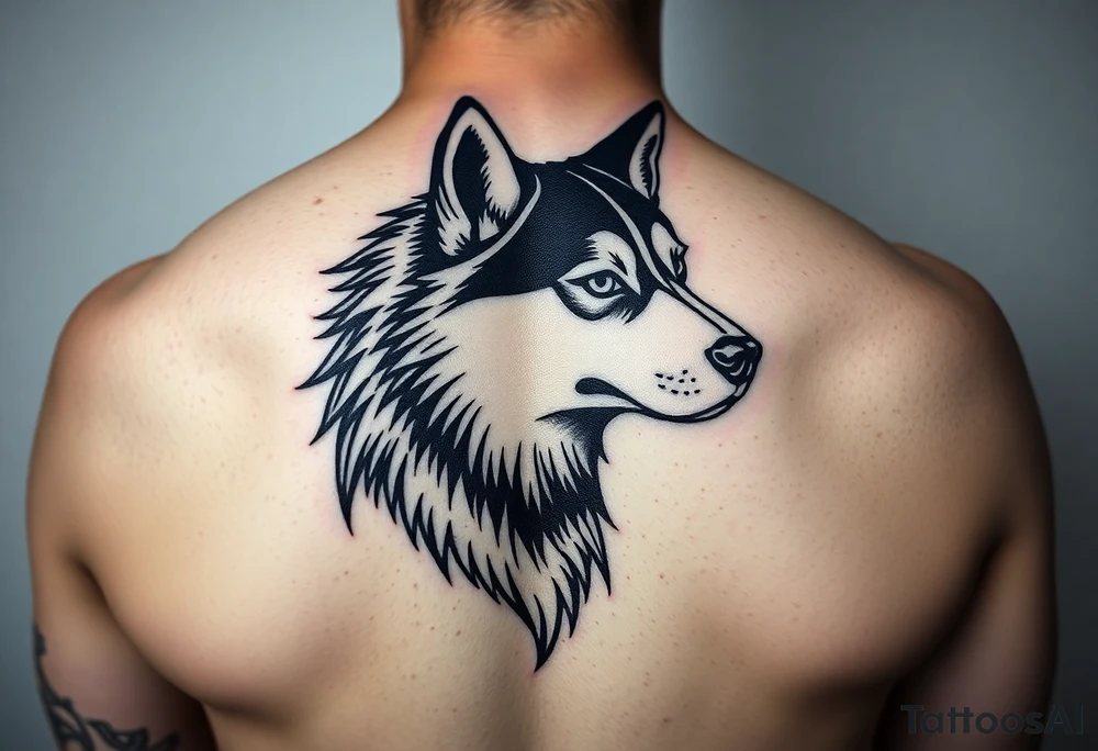 Majestic Siberian husky tattoo idea