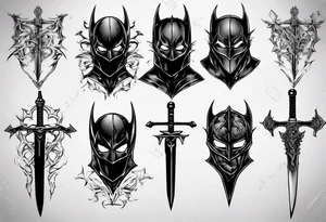 Dark knight with two swords tattoo idea