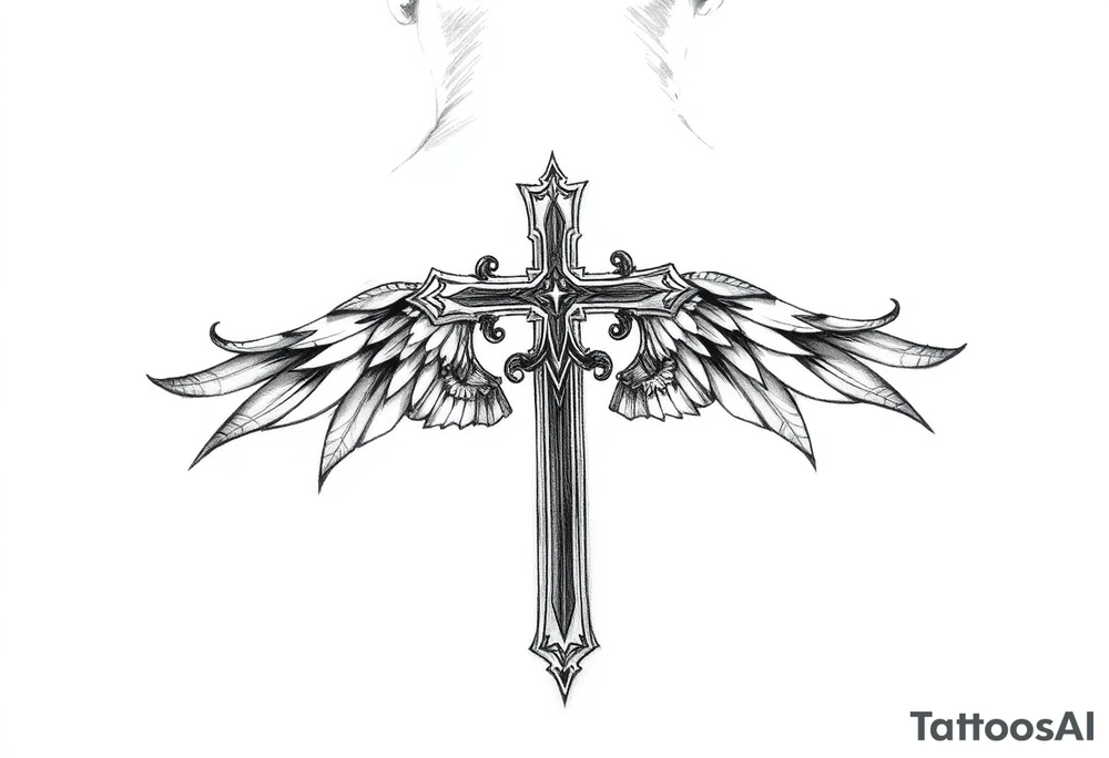 D3von with a cross behind it tattoo idea