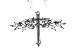 D3von with a cross behind it tattoo idea