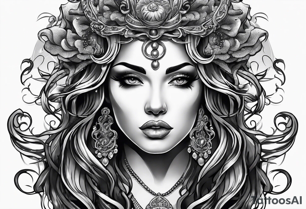 beautiful but mysterious woman portrayed as medusa tattoo idea