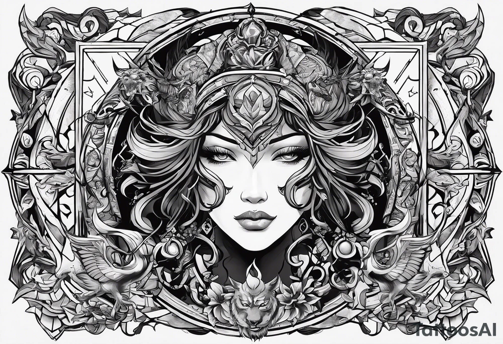 I want a minimalist design of the battle I face between good and evil. God vs the devil , good vs evil , indulgence vs discipline. 2 sides of the one coin that is my personality.  Use symbols as opposed to sketches tattoo idea
