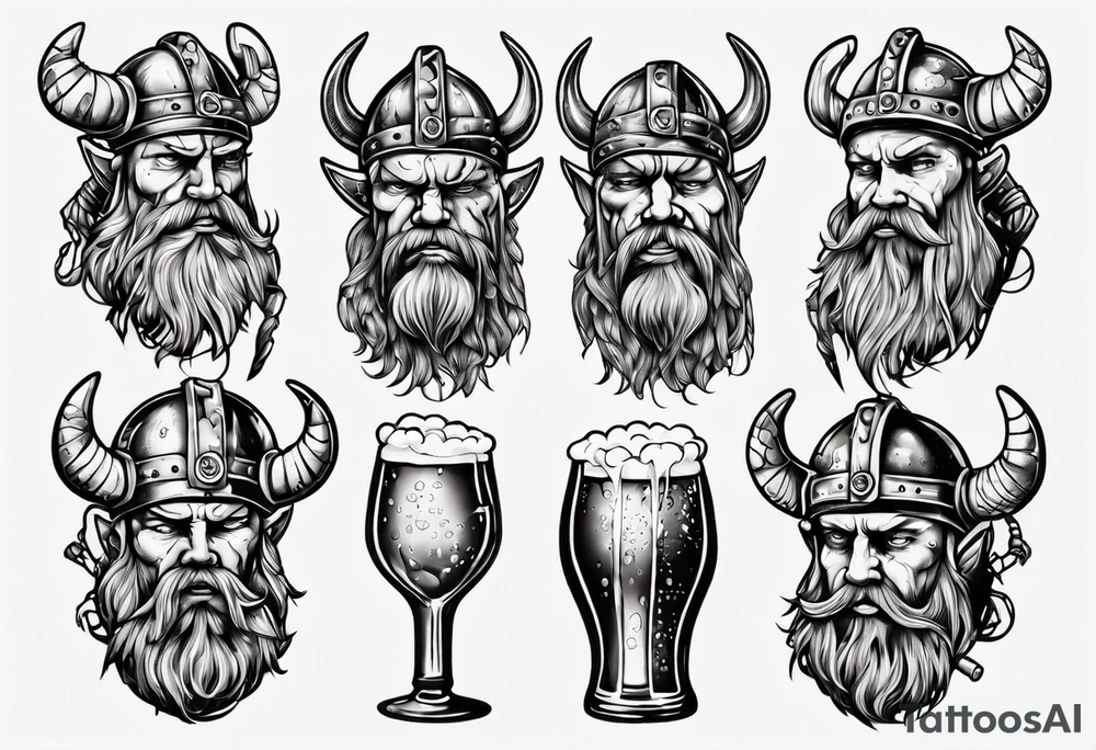 viking drinking beer tattoo idea