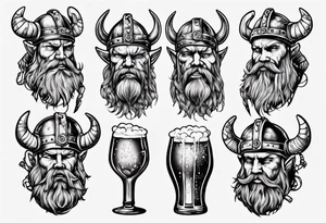 viking drinking beer tattoo idea