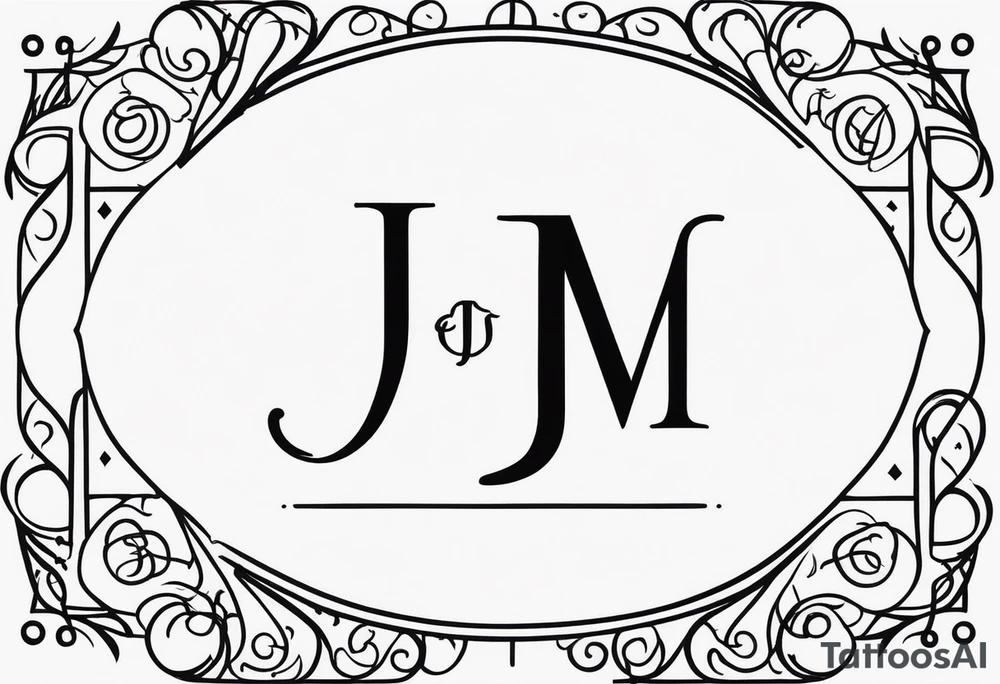 Monogram design that is simple and text only with the letters J E and M all caps tattoo idea