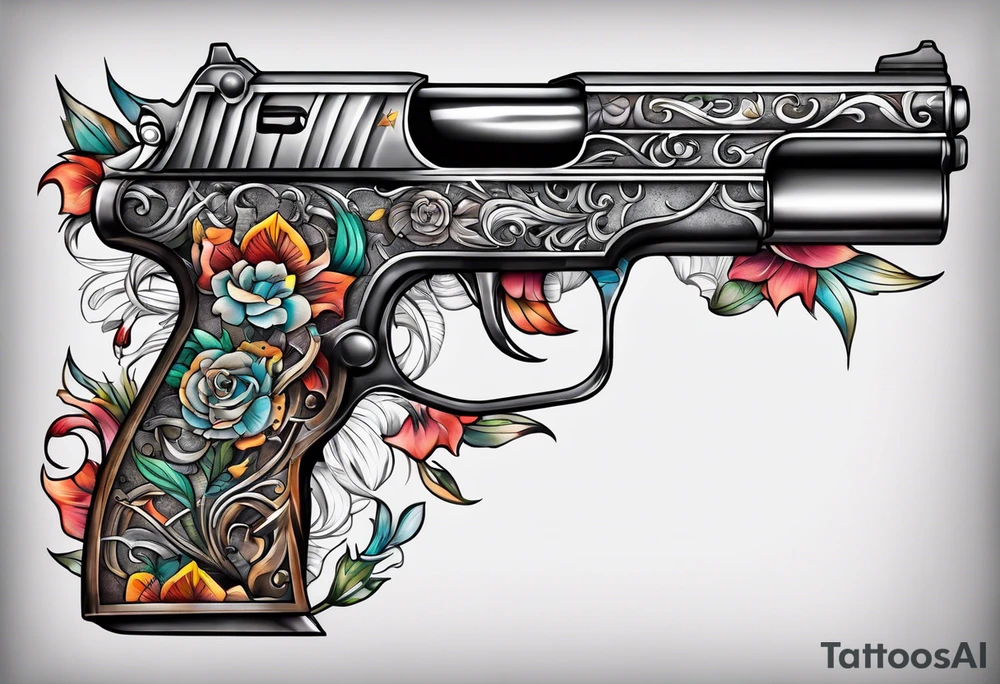 The letters AR with pistols on each side tattoo idea