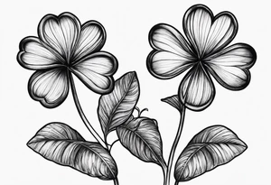 Two clovers sketched lightly with the name Liam on one stem and Sully on the other stem tattoo idea