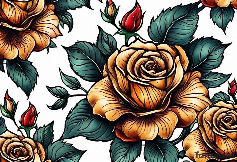 animal flower rose, sunflower, tattoo idea