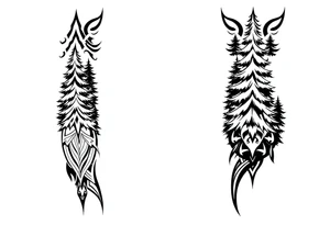 Coniferous forest tattoo sleeve black and gray tattoo idea