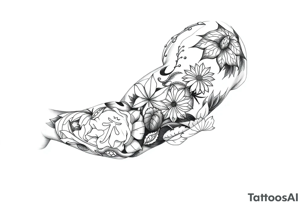 wellness and healthy symbols tattoo idea