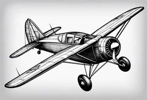 sketch of adventure plane in perspective from the above tattoo idea