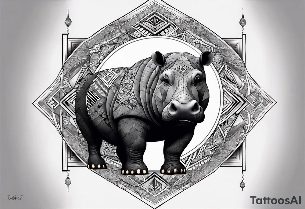 Very asymmetrical, +geometric pattern, with realistic full moon, with hippo at side look, +tribal, +geometric, +inkart , +blackwork, +grey scale, + sketch
with wintersweet flower bud, +inkart touch, +for men, detailed , combined favourite tattoo idea