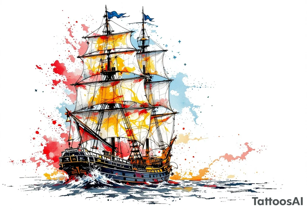 sailing boat at achor tattoo idea