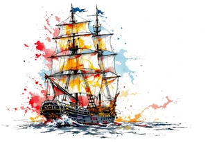 sailing boat at achor tattoo idea