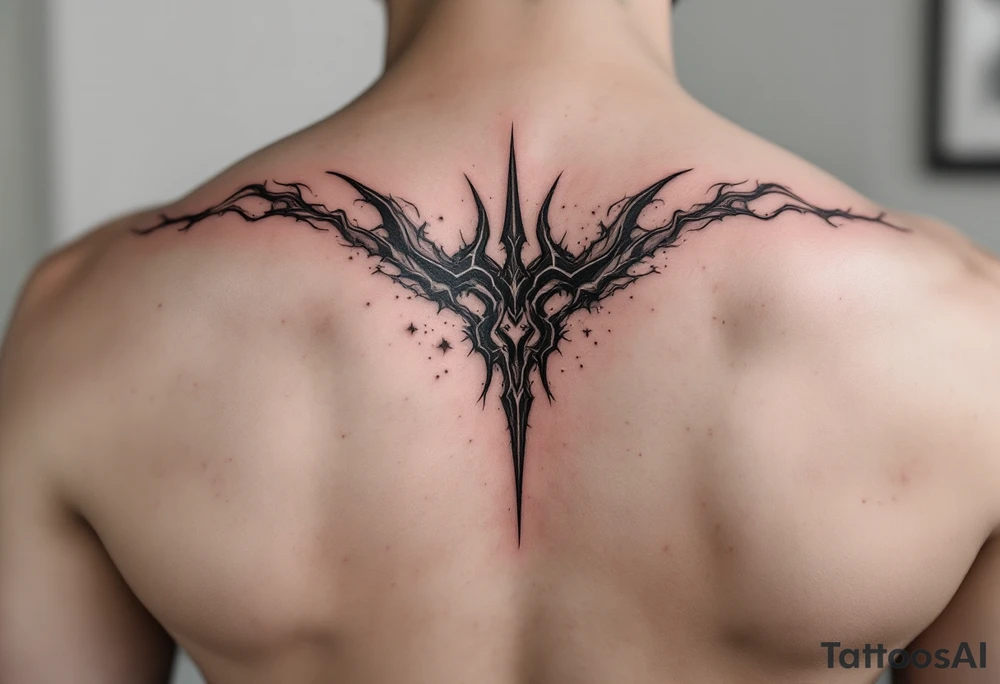 trident coming out of skin effect tattoo idea