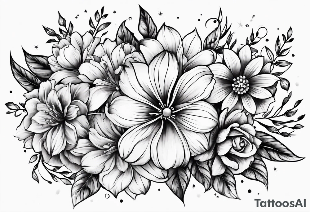 ornaments of flowers tattoo idea