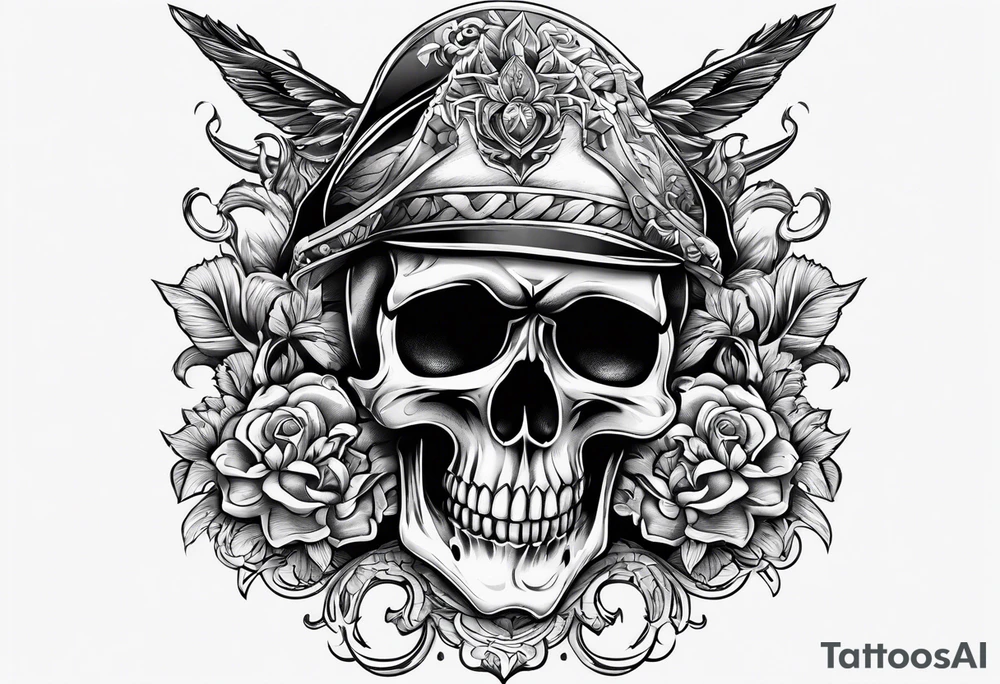 skull and fire arms tattoo idea