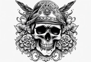 skull and fire arms tattoo idea