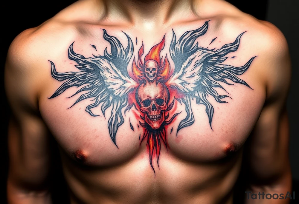 toxic world on fire tattoo idea