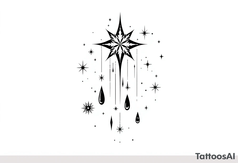 Small stars and tears background tattoo idea