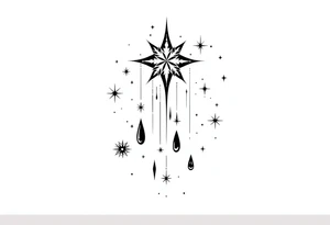 Small stars and tears background tattoo idea