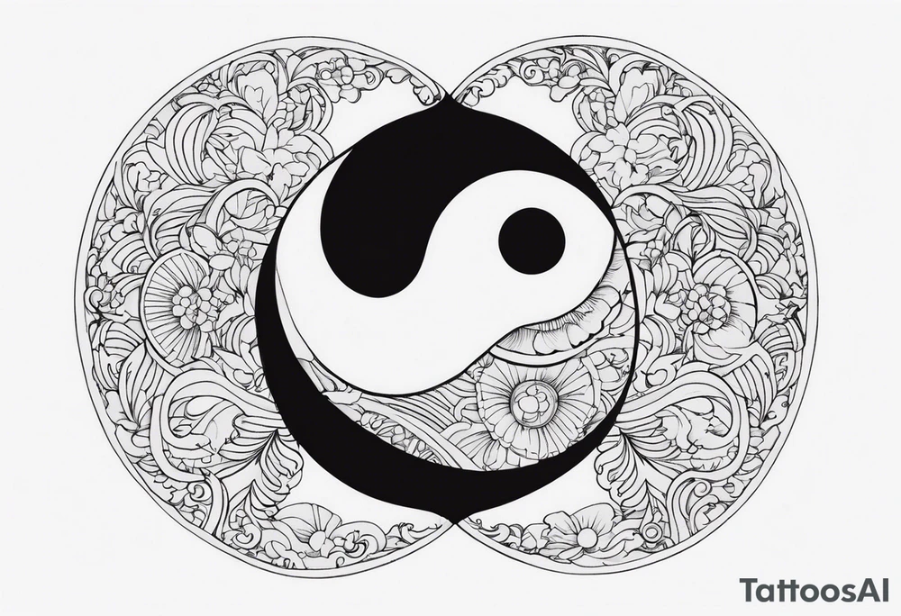 Lo Ying yang formato da carpe in uno sfondo che rappresenta luniverso tattoo idea