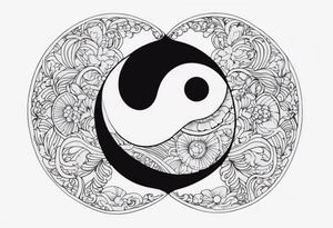 Lo Ying yang formato da carpe in uno sfondo che rappresenta luniverso tattoo idea