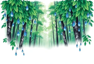 green forest background
blue rain drops tattoo idea