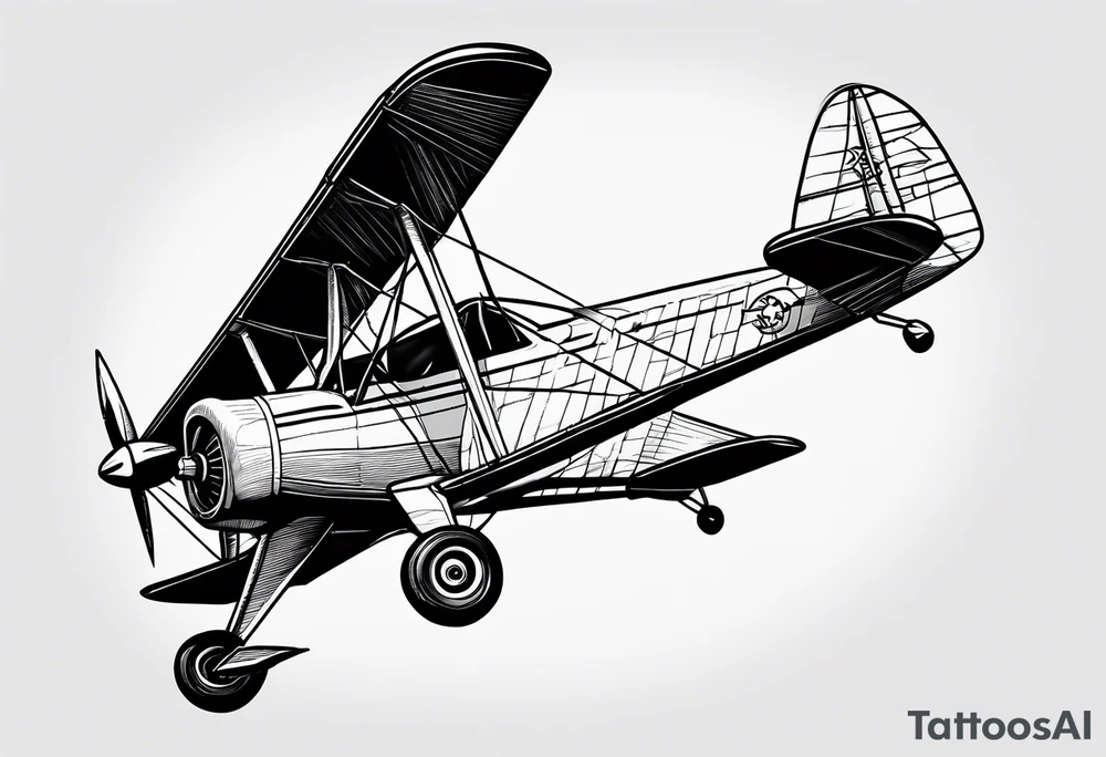 sketch of adventure plane in perspective from the bottom tattoo idea