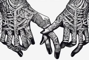 Skeletons holding fingers tattoo idea
