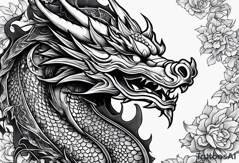 dragon mask fire tattoo idea