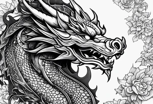 dragon mask fire tattoo idea