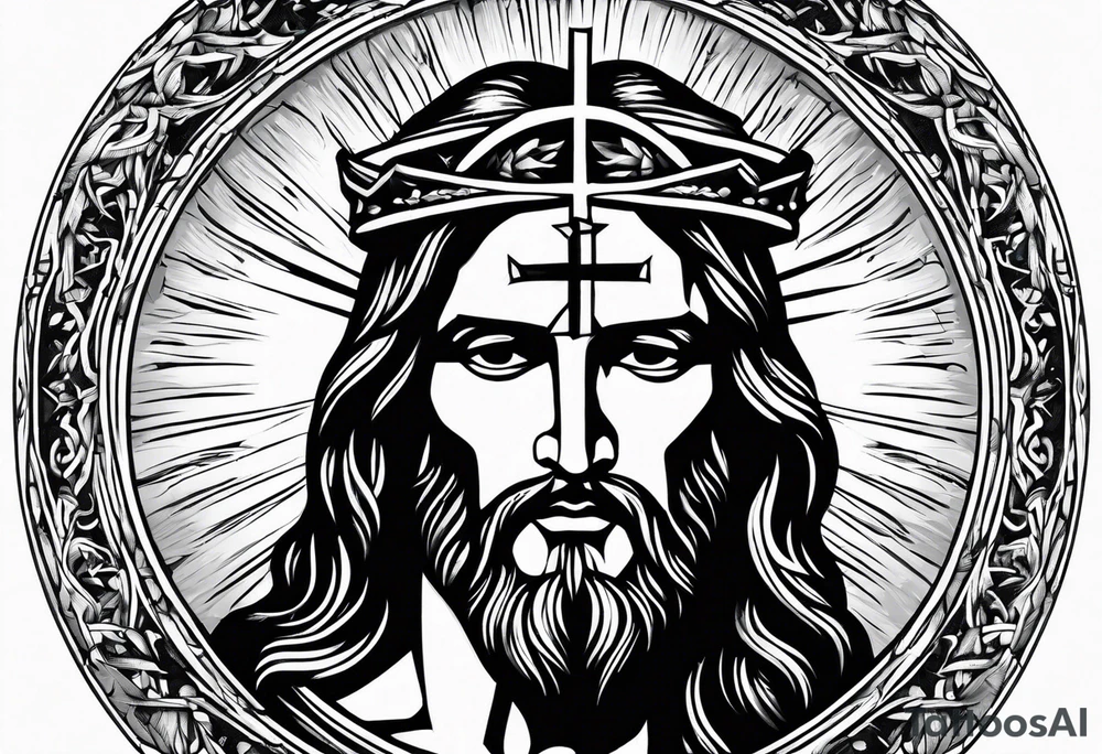 Forearms sleeve cross of Jesus tattoo idea